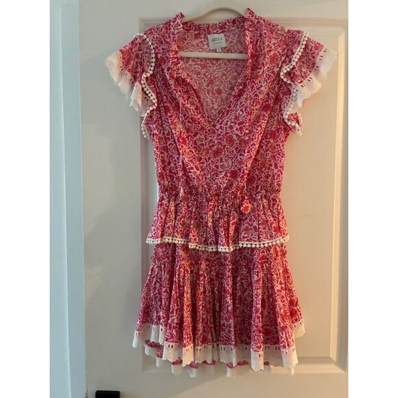 MISA Los Angeles Pink Floral Tiered Mini Dress - Size Small - Picture 4 of 5
